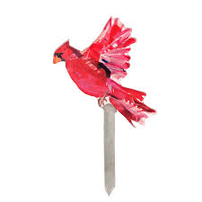 Acrylic Cardinal In Flight Plant Stick