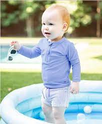 Periwinkle Blue Long Sleeve Zipper Rash Guard