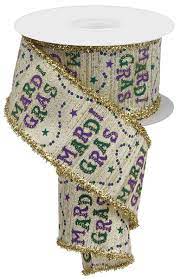 2.5" X 10 Yd Mardi Gras Bead Tinsel Ribbon
