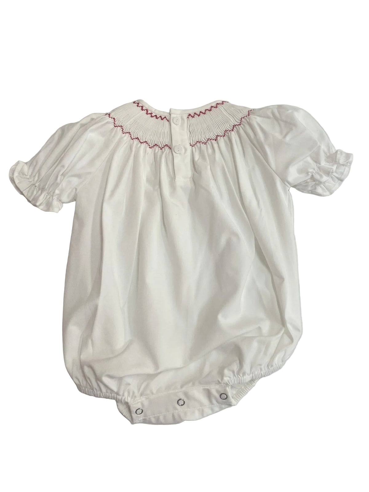 Red Bows and Garland White Smocked Bubble