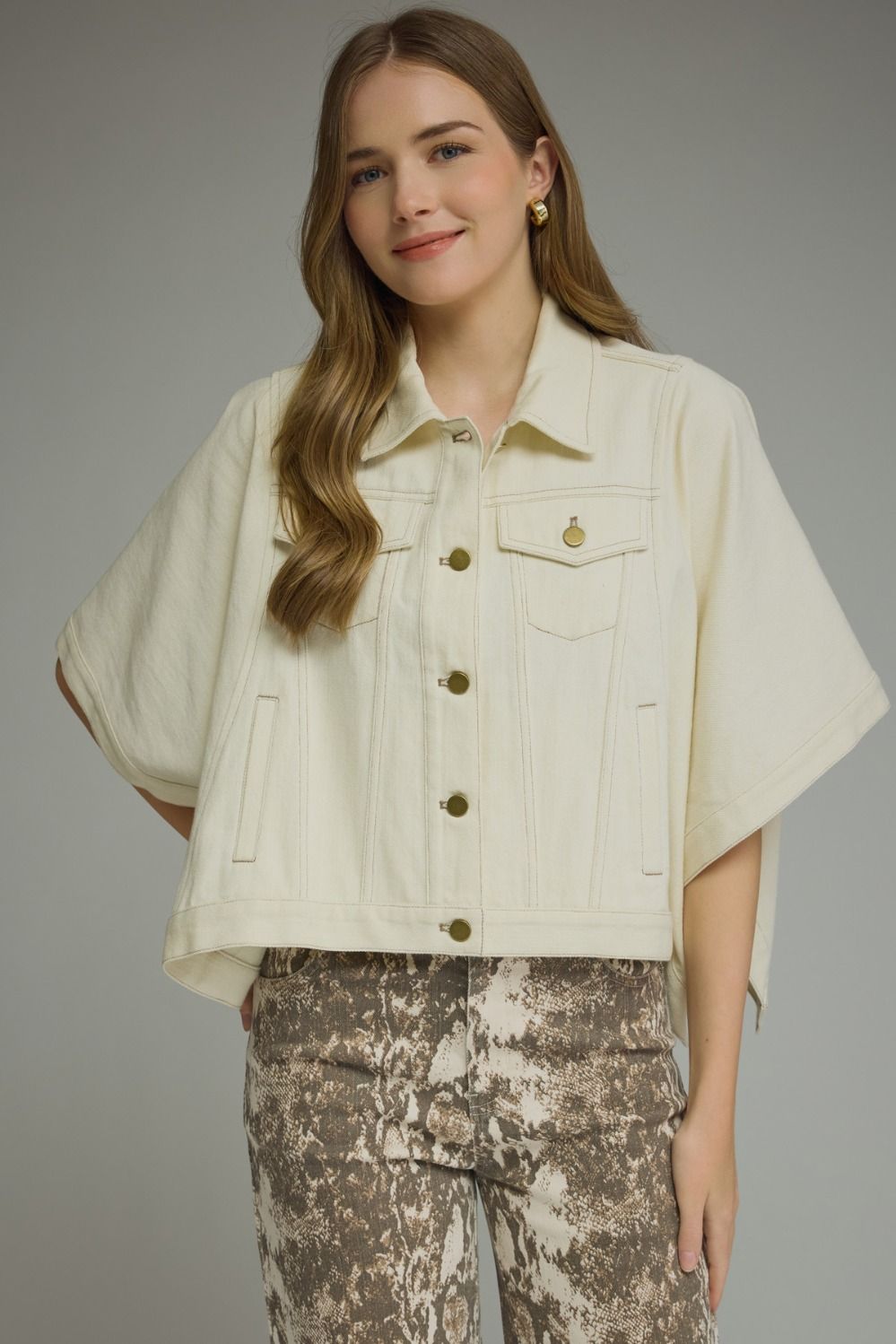 Avary Ecru Denim Short Sleeve Jacket