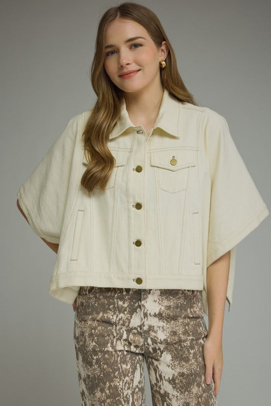Avary Ecru Denim Short Sleeve Jacket