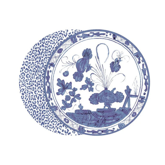 VIDA Faenza and Leopard Reversible Placemats Set of 4 (Blue and White)