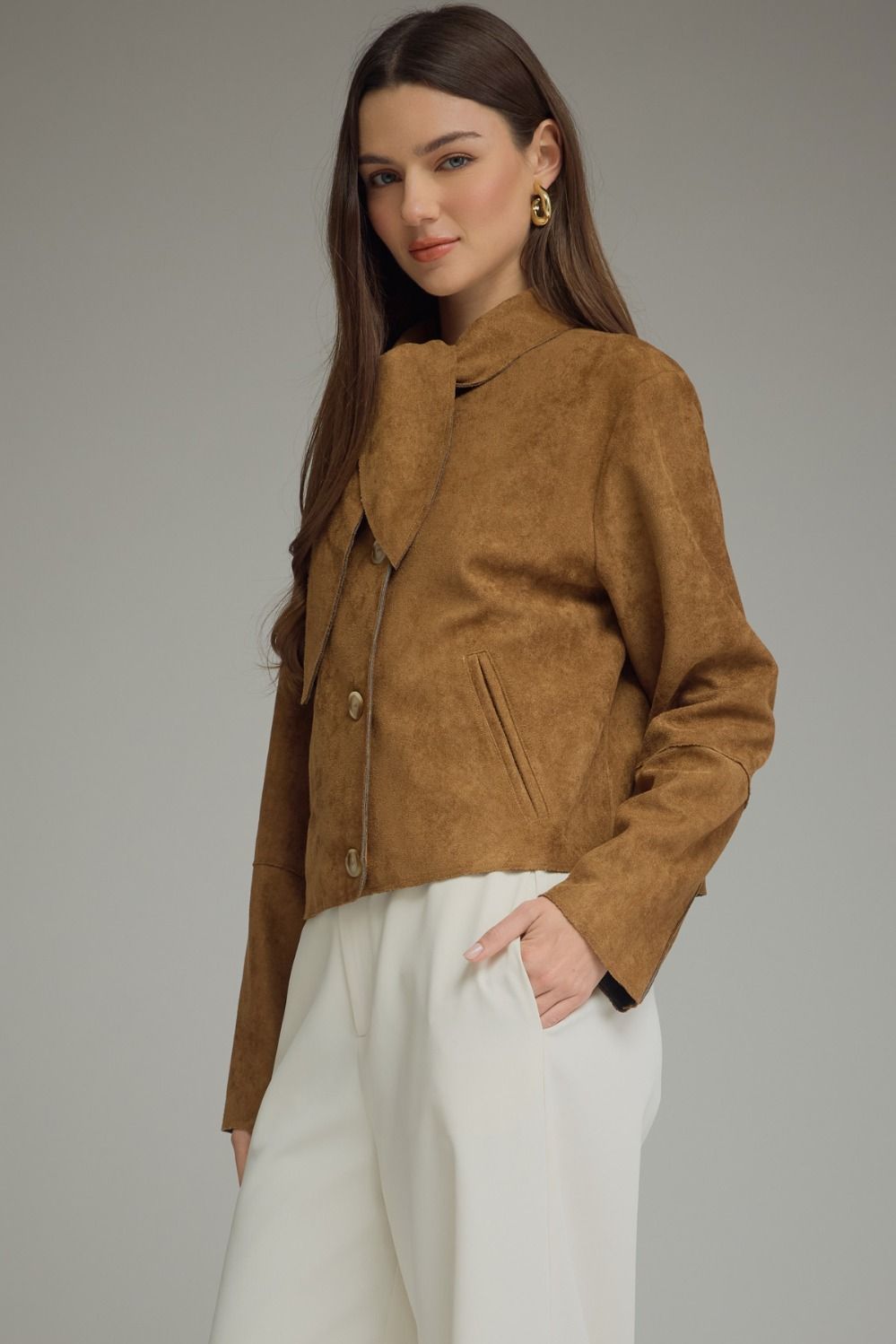 Charlotte Suede Cropped Jacket
