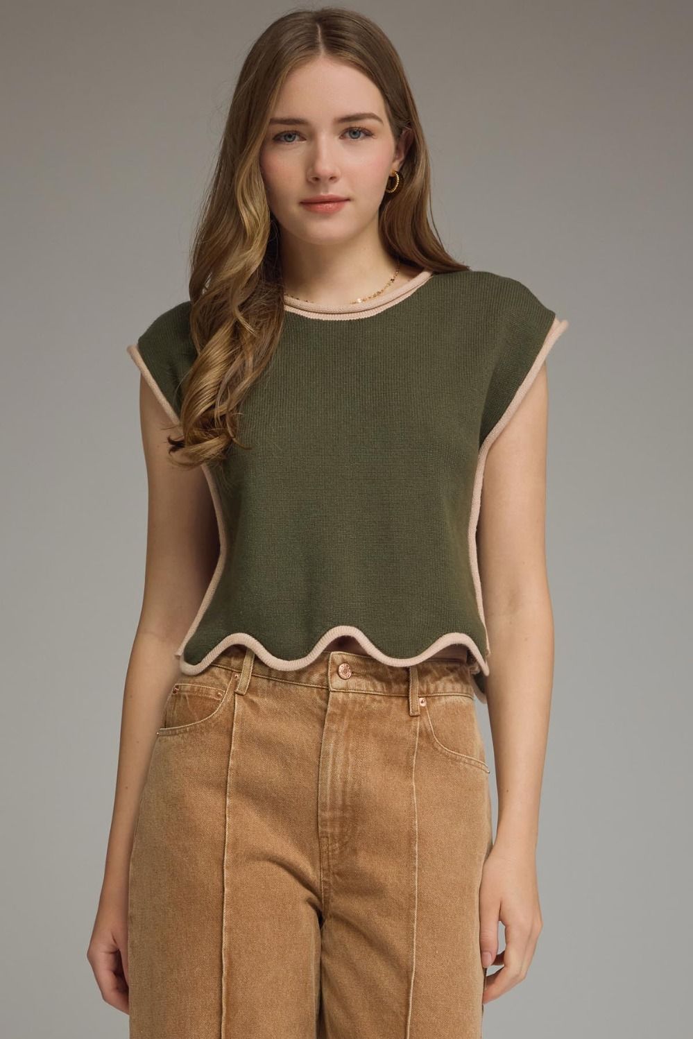 Eleanor Army Solid Sleeveless Top