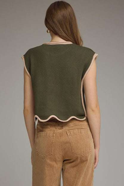 Eleanor Army Solid Sleeveless Top