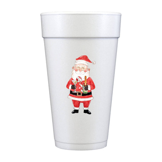 Boozy Bubbly Santa Full Color Foam Cups - Christmas