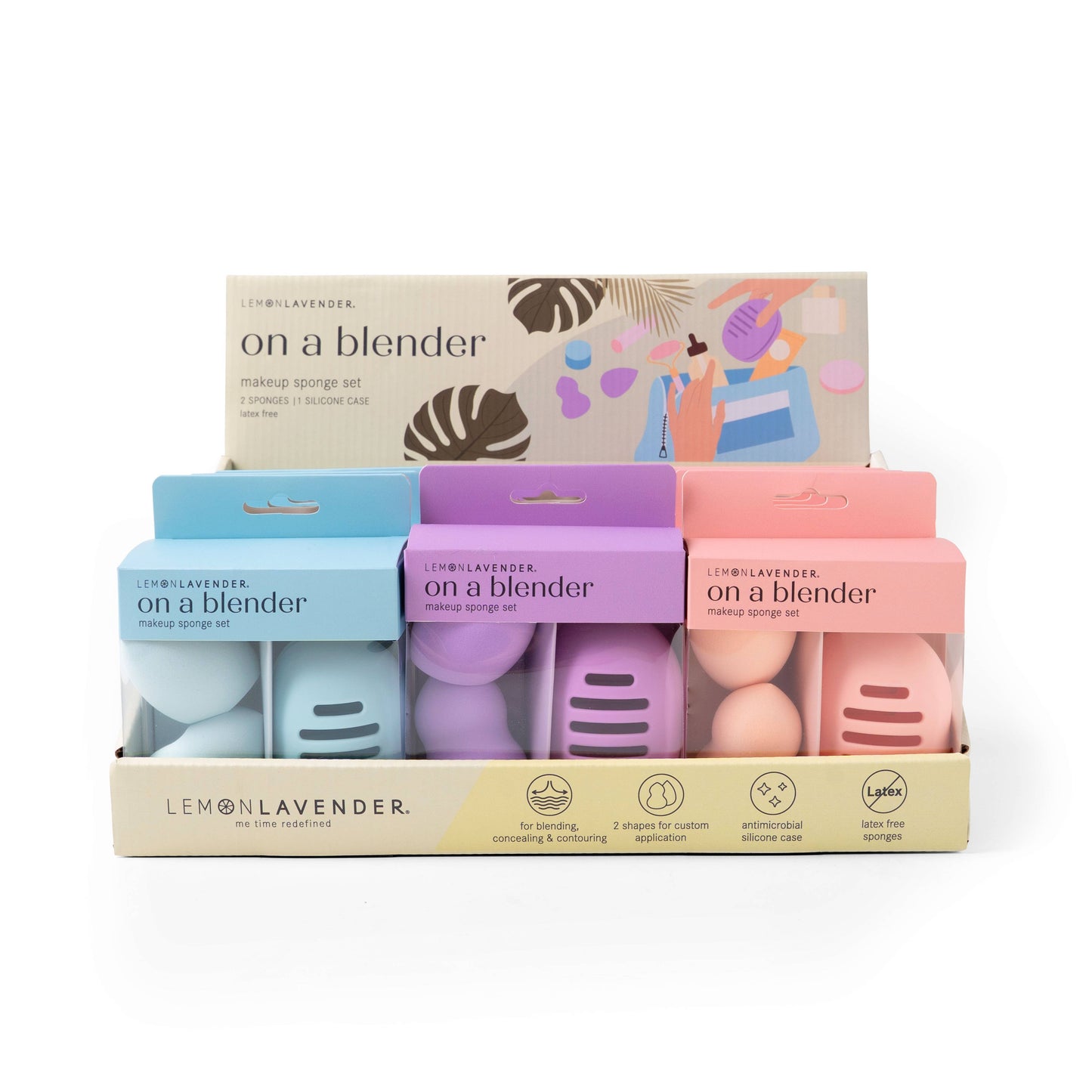 Lemon Lavender On a Blender Makeup Sponges and Case