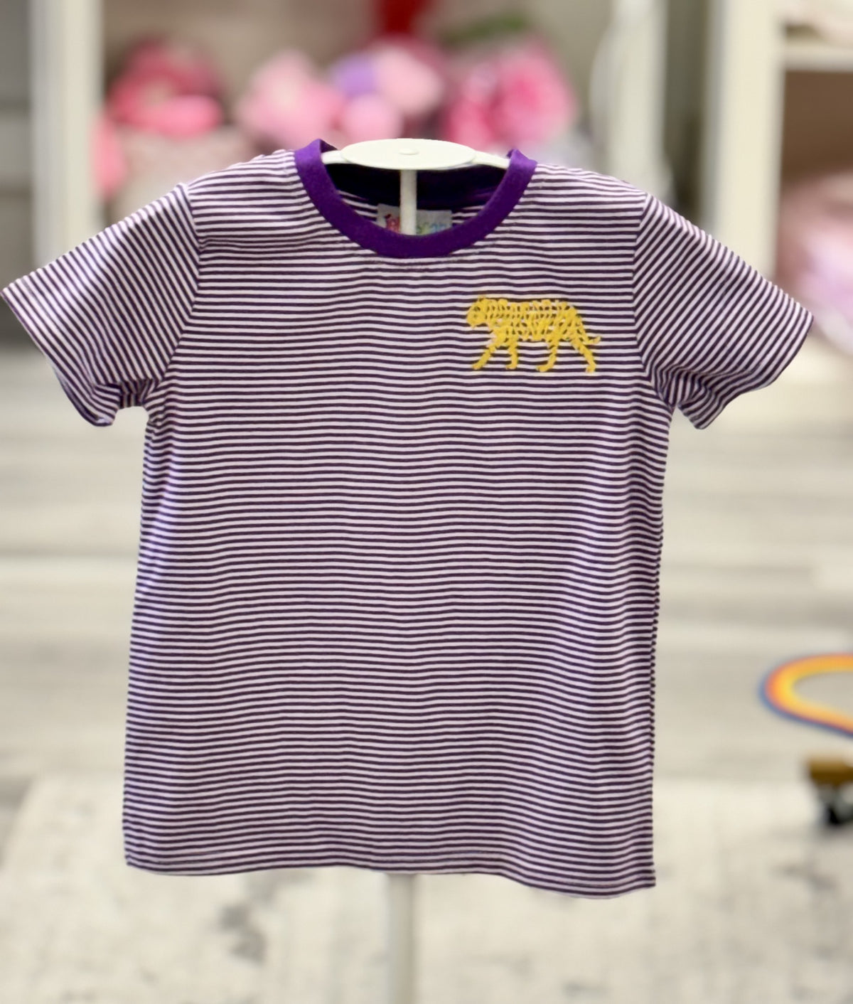 Boys LSU Tiger Stripe Round Neck Shirt