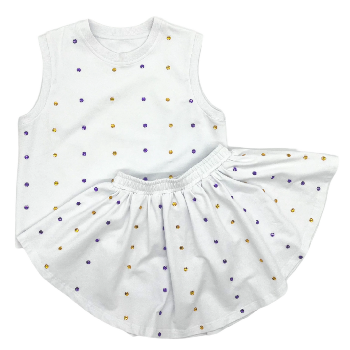 Purple & Gold Stoned Skirt Set