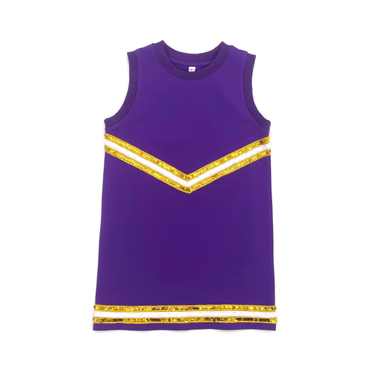 Purple & Gold Sequin Cheer Dress