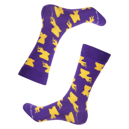 Purple/Gold Louisiana Shape Socks