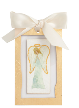 Front Facing Angel Gold Painted Acrylic Ornament