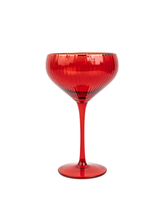 Glass Coupe Ribbed Red