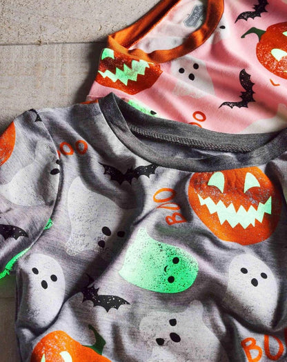 Gray Glow-In-The-Dark Halloween Pajama Set