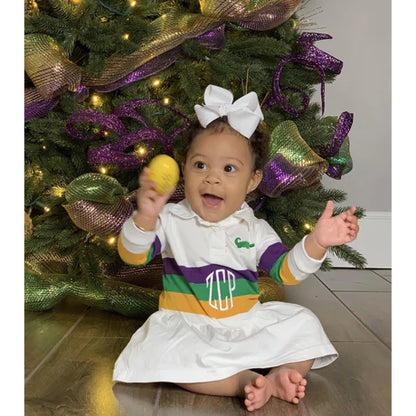 Mardi Gras Long Sleeve Rugby Dress 3M Mardi Gras Long Sleeve Rugby Dress 3M
