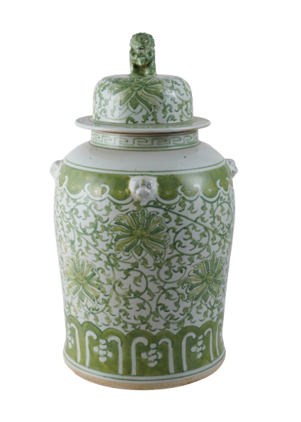 10.5" D x 18.25" H Decorative Stoneware Ginger Jar w/ Floral Pattern