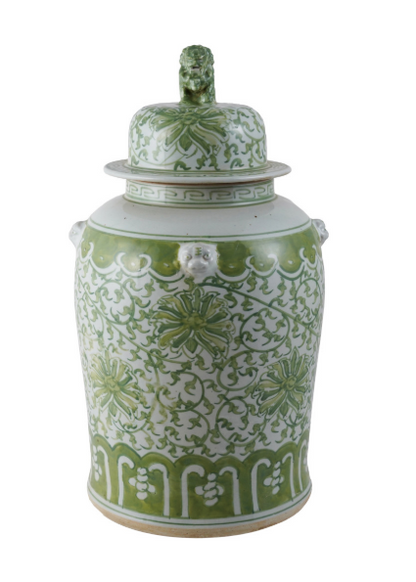 10.5" D x 18.25" H Decorative Stoneware Ginger Jar w/ Floral Pattern