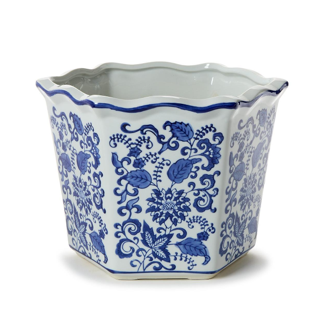 Hand-painted Blue & White Planter