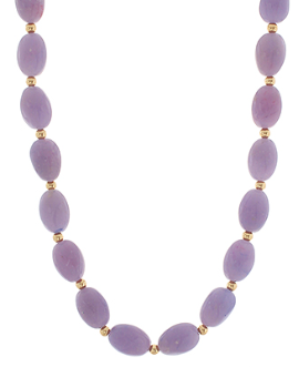 Lavender and Gold Marble Oval Stone Necklace