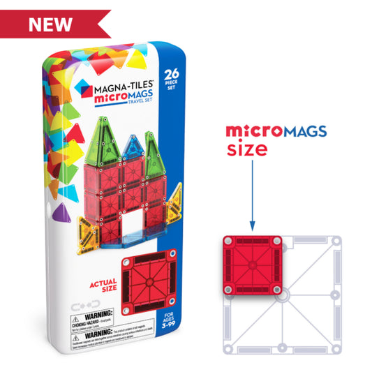 MAGNA-TILES MicroMags 26 Piece Travel Set: Bold Colors