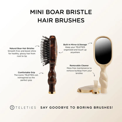 Mini Boar Bristle Hair Brush- Tortoise