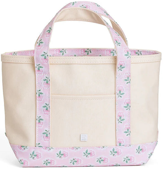 Mini Coated Canvas Natural with Petite Fleur Pink Trim