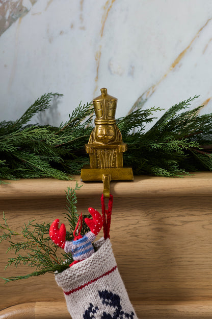 Antique Gold Vintage Nutcracker Stocking Holder
