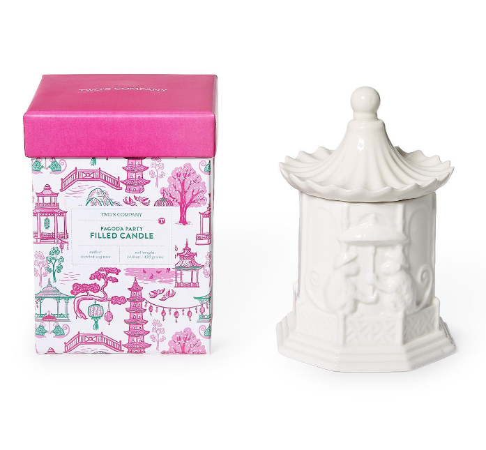Pagoda Filled Candle with Amber Scent in Gift Box