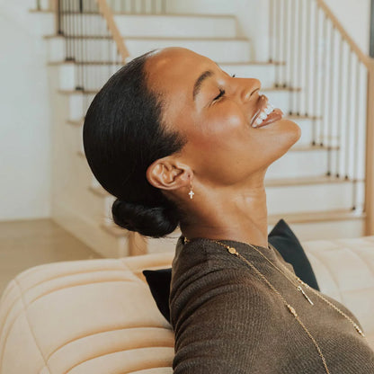 MSMH Faith Petite Cross Cubic Zirconia Hoop Earrings