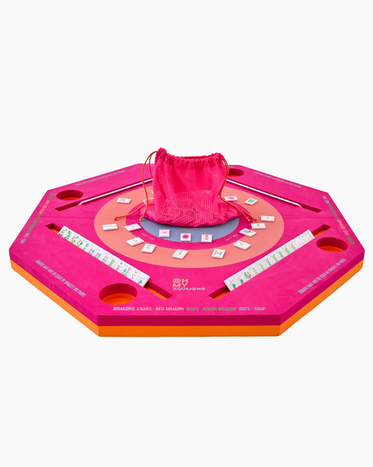 Pink Aqua Jong Pool Mahjong Mat
