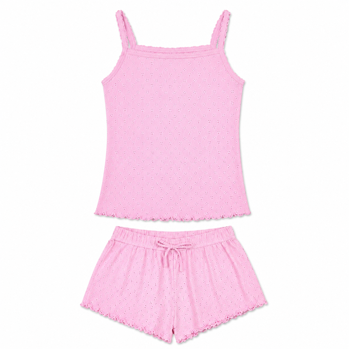 Pink Pointelle Tank and Shorts Set