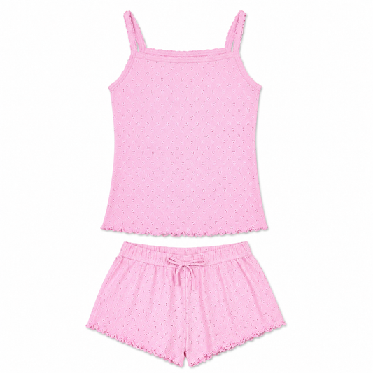 Pink Pointelle Tank and Shorts Set