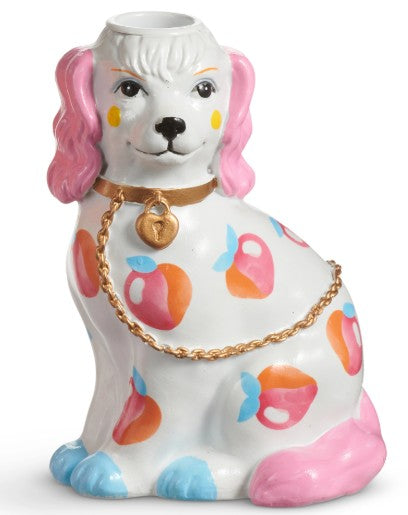 5.75" Dog Candle Holder With Fruit Motif