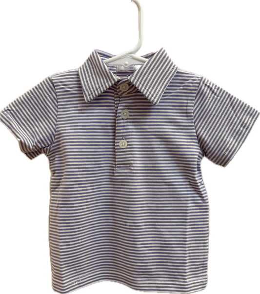 Purple Stripe Short Sleeve Polo w/ Collar