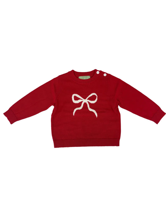 Kid's Red Sweater with White Bow