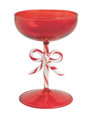 Red Candy Cane Coupe Glass