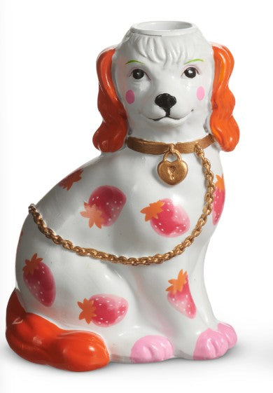 5.75" Dog Candle Holder With Fruit Motif