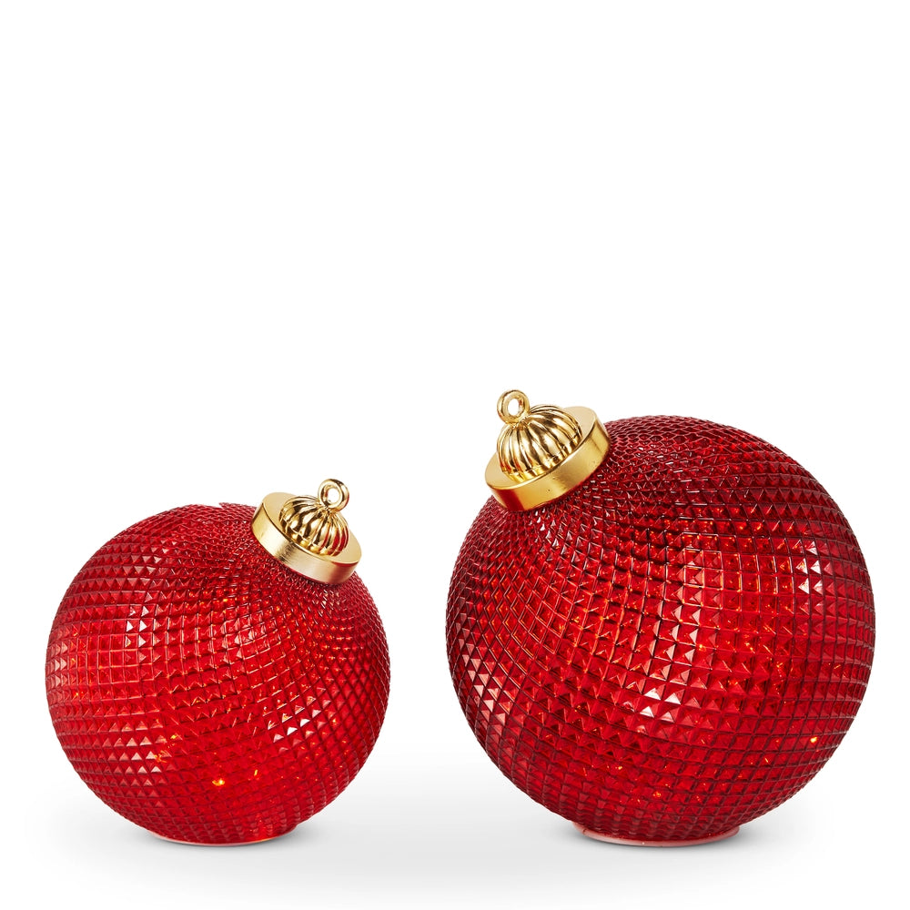 Red Lighted Orb Set - 8"D and 10"D
