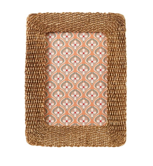 4"x6" Resin Photo Frame w/ Woven Design Antique Gold Finish