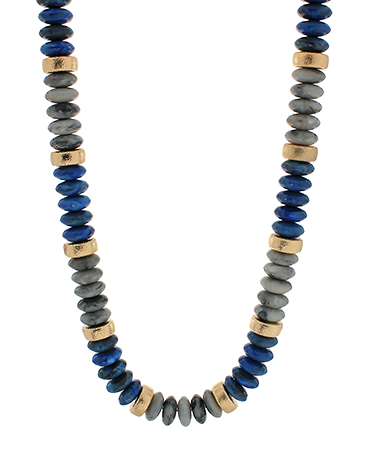 Marble Rondelle Bead Necklace Grey/Gold