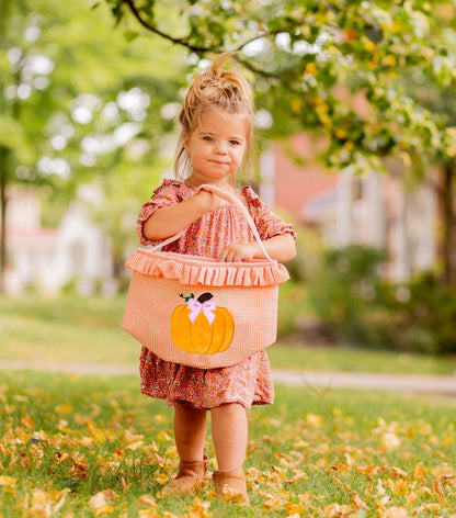 Halloween Ruffled Bow Pumpkin Tote