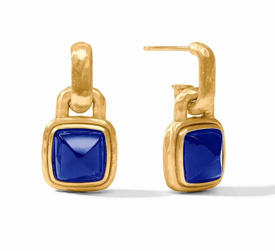 Sahara Hoop & Charm Earring - Irridescent Sapphire Blue