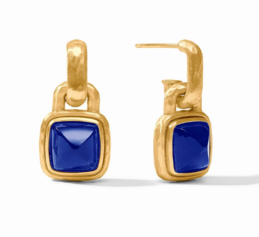 Sahara Hoop & Charm Earring - Irridescent Sapphire Blue