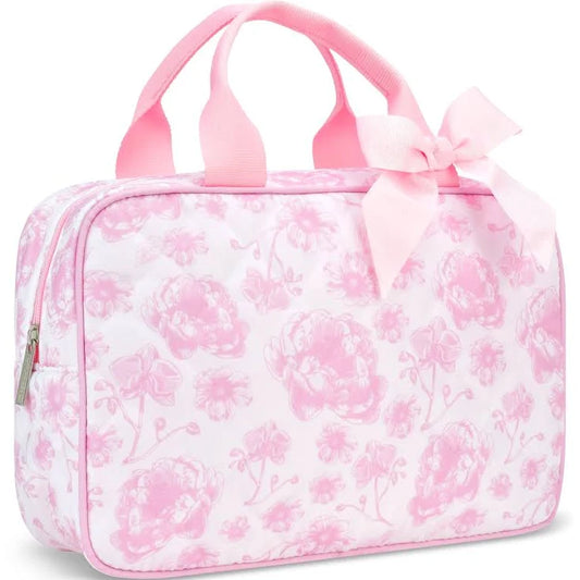 Pretty Pink Toile Large Cosmetic Bag