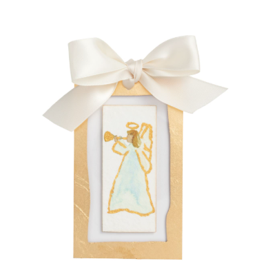 Sideways Angel Gold Painted Acrylic Ornament