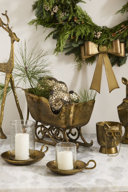 Antique Gold Vintage Sleigh Planter