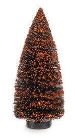 Orange Flocked Bottle Brush Tree