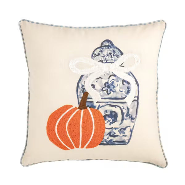 Square Pumpkin Applique Pillow