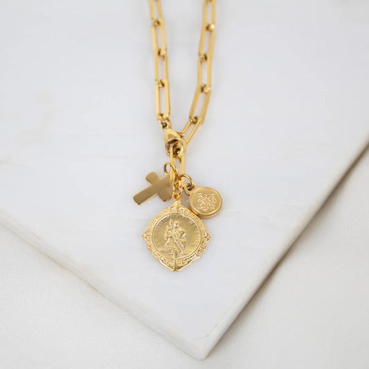 MSMH St. Christopher Paperclip Link Necklace